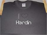 I Love Hardin - Ladies Short Sleeve Gildan g640l Rhinestone Shirt