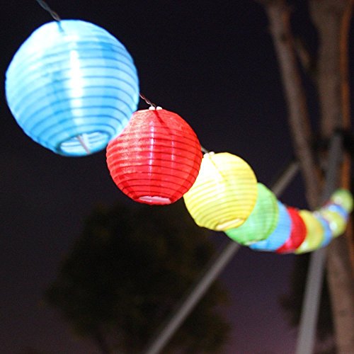 E-joy® Solar Color Led Chinese String Lights Outdoor Decorative Lights for Patio, Garden, Lawn; (10 Pc Colar Lanterns)