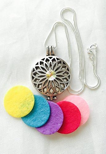 Diffuser Necklace Aromatherapy Essential Oil Locket Pendant Set 24 Inch Chain With Doterra Lavender Sample 8mm Swarovski Crystal Bead by Stashia
