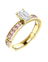 18K Yellow Gold Emerald Cut White and Pink Diamond Ring -- LIFETIME WARRANTY