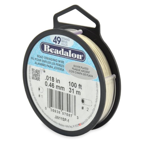 Beadalon 49Strand Bead Stringing Wire 0.018Inch Silver Plated 100