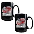 New England Revolution Mls 2Pc Black Ceramic Mug Set - Primary Team Logo