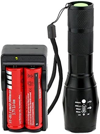 DITOP A100 2000 Lumen Flashlight Led Cree T6 XM-L Camping Torch Flash Light The Lamp With Mount Holder Set + 2pcs 18650 Li-ion Red Battery 3000mah 3.7v Batteries + 18650 Dual Charger by DITOP