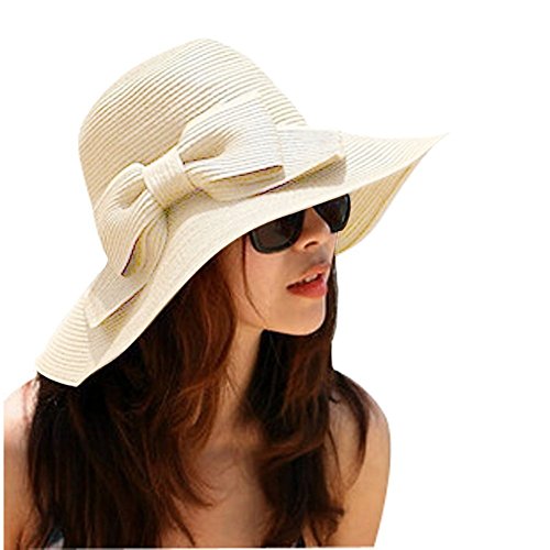Sealike foldable bowknot straw hat cap wide brim beach …
