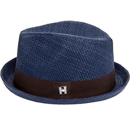 Peter Grimm Mens Navy Blue Depp Fedora Hat (XXL) Apparel Accessories