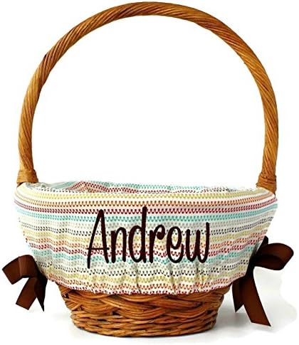 Rainbow Stitches Basket Liner for Easter with Embroidered Name by Our Little Messes (2 sizes available)