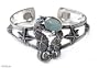 Blue topaz and chalcedony cuff bracelet, 'Seahorse'