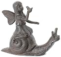 Cast Iron Angel on a Snail Cherub Garden Statue Fairy Yard Art