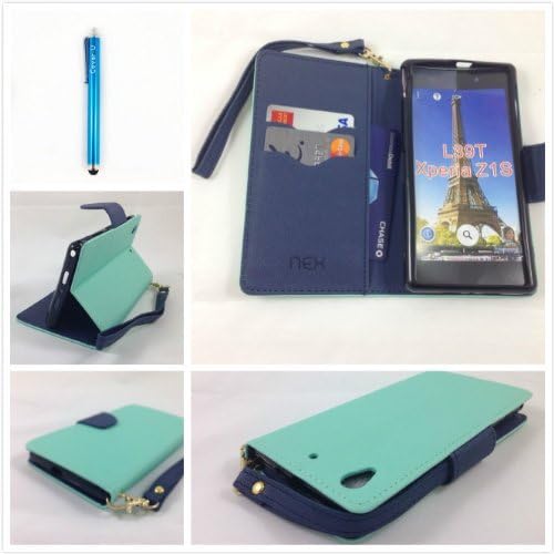 Cover-U® Sony Xperia Z1S / C6916 Tone Wallet Case -Green/Blue Included [Free Premium Screen Guard + Free Cover U (TM) Stylus Pen]