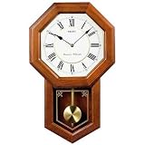 Seiko QXH110BLH Dark Brown Oak Case Westminster/Whittington Quarter-Hour Chime and Hourly Strike Pendulum Wall Clock