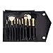 ACEVIVI 10 Pcs Natural Makeup Cosmetics Brush Set with Synthetic Leather Case Black