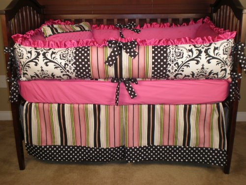 Custom Made Baby Crib Bedding Damask & Hot Pink product image