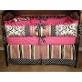 Custom Made Baby Crib Bedding Damask & Hot Pink