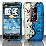 Premium Black Vines on Blue and Silver Rubberized Design Shield Hard Case C ....