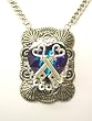 Rocker Jewelry Large Blue Crystal Heart Pewter Keys Pendant