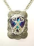 Rocker Jewelry Large Blue Crystal Heart Pewter Keys Pendant