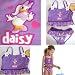 DISNEY DAISY DUCK SWIMSUIT 2 Piece Ruffles Tankini Top Bikini Bottom Purple Girls