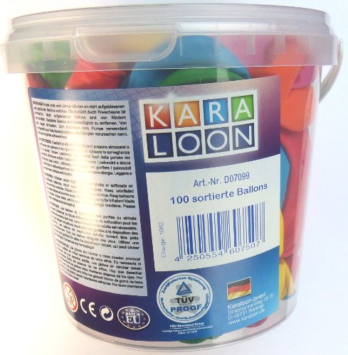 Karaloon D07099 - 100 Ballons im Eimer 18 cm , sortiert Preisvergleich