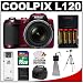 Nikon Coolpix L120 14.1 MP Digital Camera (Red) with 16GB Card + Batteries/Charger + Case + Tripod + Accessory Kit