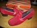 Ladies Red Shoes MOORLANDS MOBILES PAIR RED SUEDE LADIES SHOES - SIZE 6.5 C FITTING - A VERY CLASSIC VINTAGE STYLE