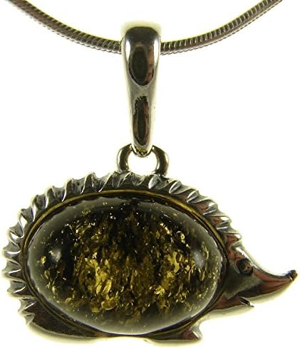 BALTIC AMBER AND STERLING SILVER 925 DESIGNER GREEN HEDGEHOG ANIMAL PENDANT NECKLACE JEWELLERY JEWELRY WITH inch 10"/25cm, 12"/30cm, 14"/35cm, 16"/40cm, 18"/45cm, 20"/50cm, 22"/55cm, 24"/60cm, 26"/65cm, 28"/70cm, 30"/75cm, 32"/80cm, 34"/85cm, 36"/90cm, 38"/95cm, 40"/100cm 1mm THICK STERLING SILVER 925 STAMPED ITALIAN DESIGNER SNAKE LINK STYLE CHAIN WITH LOBSTER CLAW CLASP