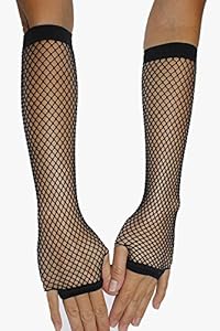 Be Wicked Women's Black Mid Arm Length Fingerless Fishnet Gloves, Black, One Size