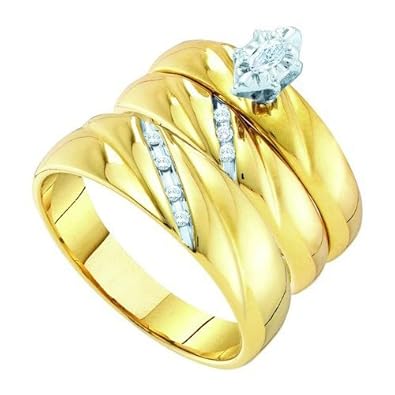 Cheap Girls Jewelry 0.17CTCENTER MARQUISE DIAMOND TRIO SET For Sale