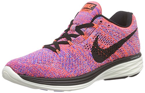 Nike Women's Wmns Flyknit Lunar3, HYPER ORANGE/BLACK-RACER BLUE