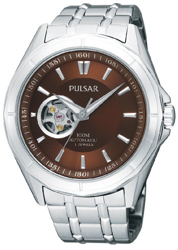 Pulsar Men's PS2003 21 Jewel Mechanical Self-Winding Battery-Free Automatic Stainless-Steel Bracelet Stainless-Steel Case Brown Dial Watch