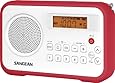 Sangean AM/FM/Clock Portable Digital Radio with Protective Bumper PR-D18RD (White/Red)