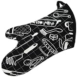 13 Oven Mitt - Retro Kitchen Black
