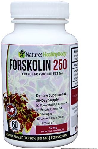Forskolin 250 mg Root Extract - Standardized to 20% yielding 50% Active Pure Coleus Forskolin - Promotes the Breakdown of Stored Fat, plus used as a Fat Blocker, Increases Metabolism and Appetite Suppressant. - Highest grade of Coleus Forskohlii on the Market. - 60 capsules - 1 Month Supply. - No Side Effects.
