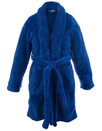 Kids Microfiber Fleece Shawl Robe - Boys - Royal Blue - Medium
