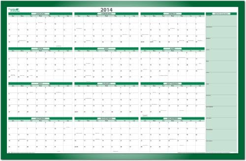 PlanetSafe® 2014/2015 2-Year Dry-Erase Calendar 38 X 24