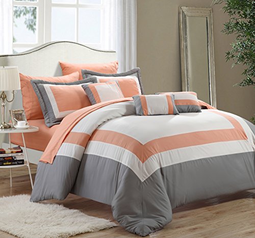 Chic Home 10-Piece Duke Bed in a Bag, Queen, Peach
