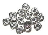 10mm Floral Flat Tablet Cushion Antiqued Silvertone Metalized Metallic Beads