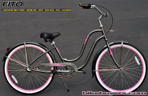Aluminum Frame, Fito Verona Aluminum Alloy Shimano 3-speed women's Grey/Pink Beach Cruiser Bike Bicycle Micargi Firmstrong Schwinn Style