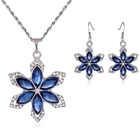 Women's Austria Crystal Snowflake Necklace and Earrings Jewelry Sets Adjustable Chain 18"+1.5" (Snowflake)