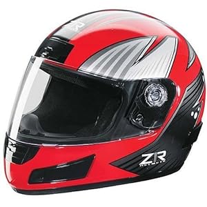 Z1R Strike Multi Youth Street Racing Motorcycle Helmet w/ Free B&F Heart Sticker Bundle - Black/Red / Large/X-Large