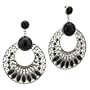 Black Birthstone Silver Round Pattern Resin Holiday Earrings