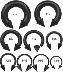 BLACK PVD COATED SPIKE HORSESHOE HSSP18BK -18G 3/8" 3MM SPIKE