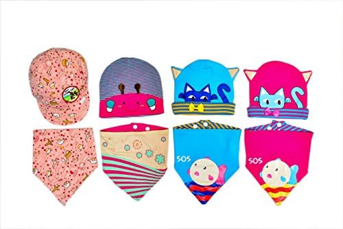 Baby bandana drool bibs with matching hat for girls. Set of 4 coming togheter. Perfect for shower gift and other parents gift.