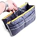 HDE Expandable Handbag Insert Purse Organizer with Handles (11X6.3X3.5) - Gray