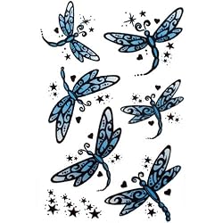 Glitter Blue Dragonflies Temporary Tattoo Body Art