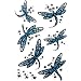 Glitter Blue Dragonflies Temporary Tattoo Body Art