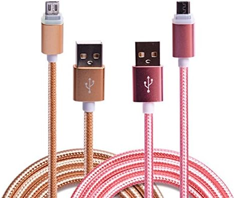Micro USB Cable, Weiup [2 Pack] 3.3ft High Speed Smart LED Cable Nylon Fabric Braided USB 2.0 Charging Cable For Samsung S7/S6/note 5/4, HTC, Nokia, Sony, LG and Other Smartphone, Gold Rose Gold