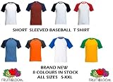 FRUIT OF THE LOOM S/S BASEBALL T SHIRT - (S-XXL) - 8 COLOURS