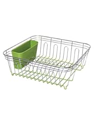 Home: REAL HOME Innovations 1616297 Deluxe Dish Rack, Small, Chrome/Green - REAL HOME Innovations