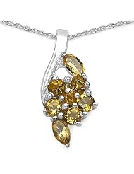 0.90 Carat Genuine Citrine Sterling Silver Pendant Necklace. 18"