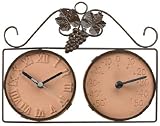 Antique Effect Outdoor Garden Wall Clock & Thermometer